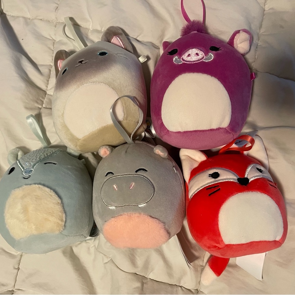 Squishmallows Plush Set of 5  - Gray, Purple, Red, Tan